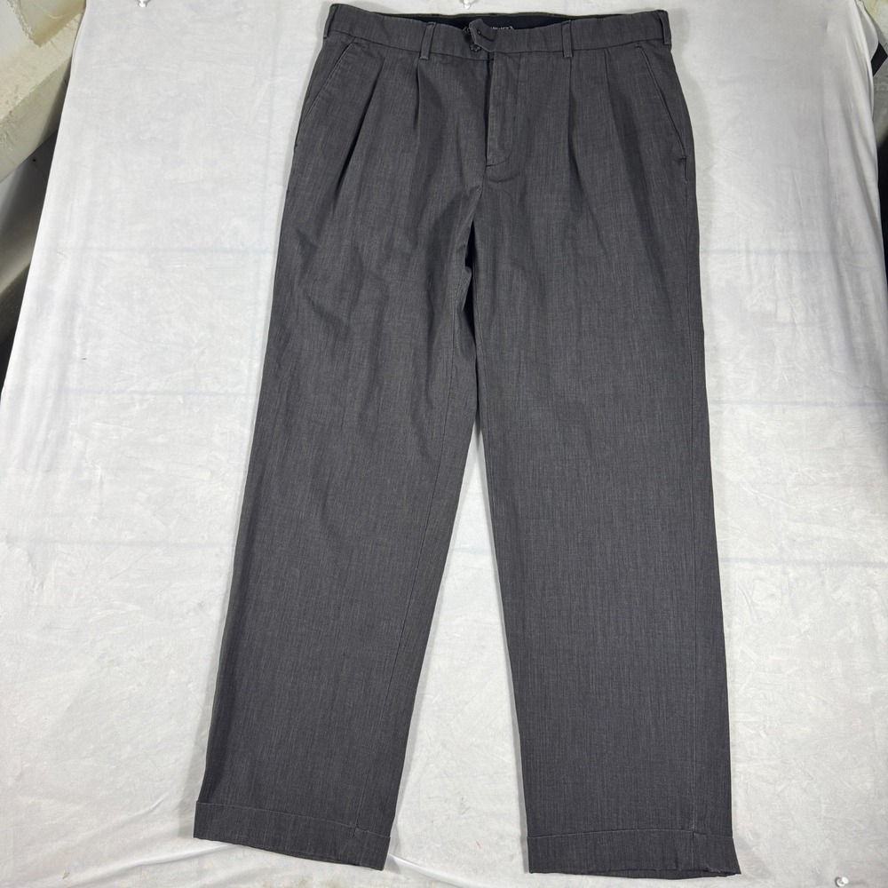 Croft & Barrow Mens Pleated Dress Pants Gray Comfort Waist Classic Fit 38x32